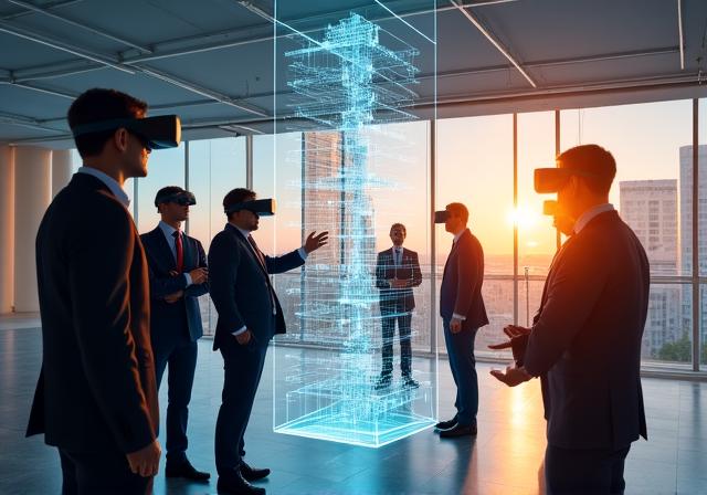 Architekten arbeiten mit VR-Brillen im Studio